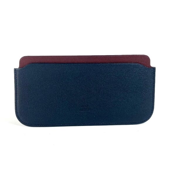 HERMES Bicolor logo pouch Smartphone Case Cover iPhone case Swift Navy/Brown - Picture 1 of 14